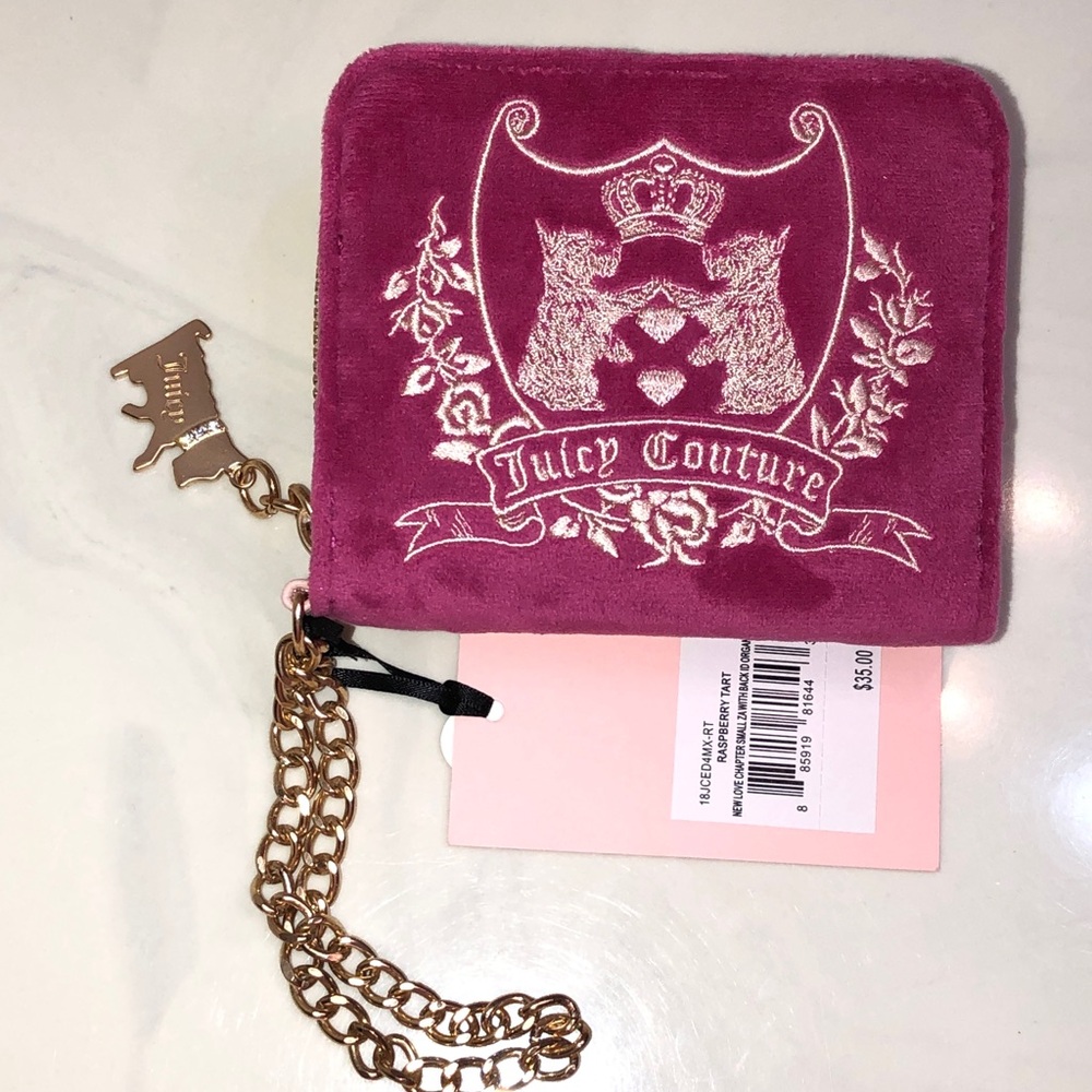 Juicy Couture Raspberry Tart New Love Chapter Small ZA Wallet Back Organizer NWT